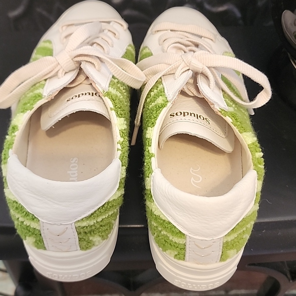 Soludos Ibiza Platform Psychedelic Spiral Sneakers Green White, Size 8 - Picture 8 of 13
